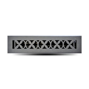 Floor Vent Cover / Register Size: 2” x 12” VR100 with Damper top faceplate outer size 4″ x 13-1/2″, thickness 5 mm, decorative handcrafted high-quality metal – cast aluminum powder coated Re-paintable for floors, walls, and ceilings