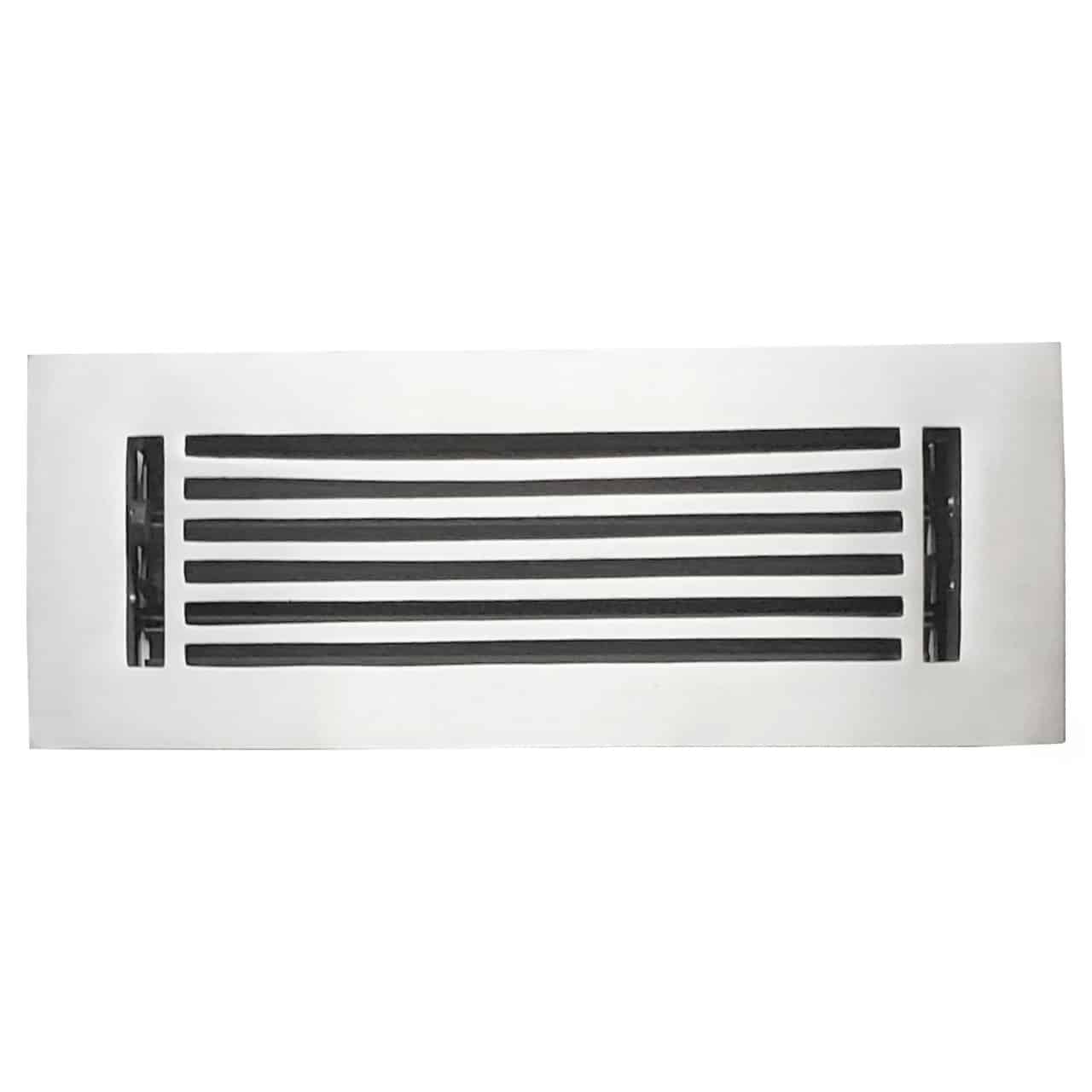 Floor Vent Cover / Register Size: 3” X 10” With Damper Top Faceplate Outer Size 12"x5", Thickness 5 Mm, High-Quality Metal – Cast Aluminum Powder Coated Re-Paintable For Floors, Walls, And Ceilings – Modern Linear Design (VR 109)