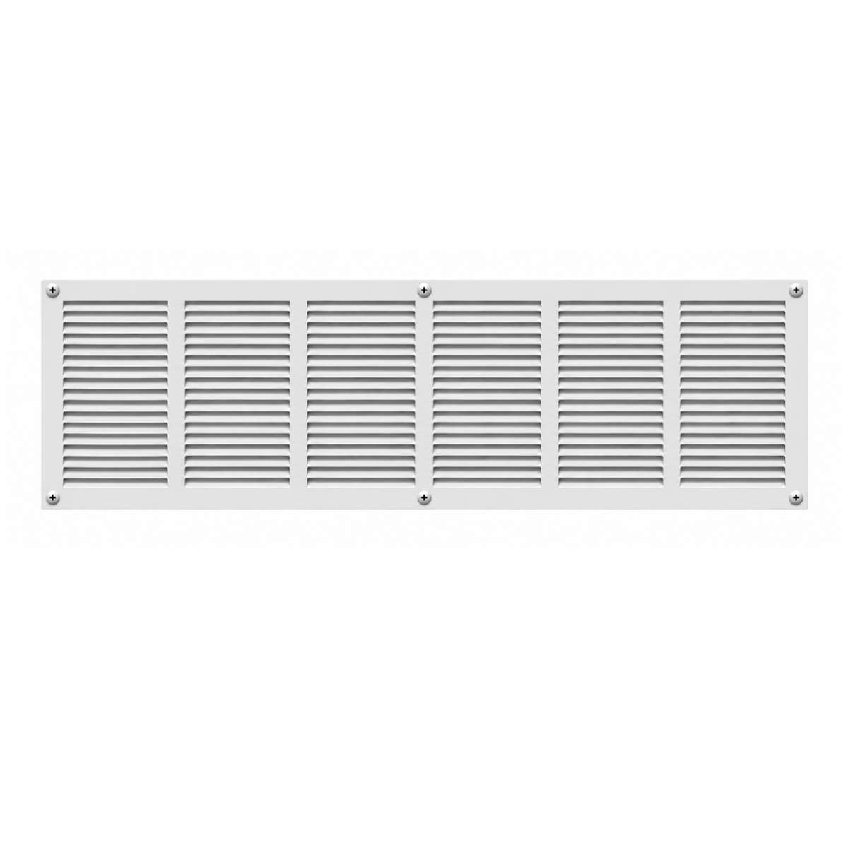 30" x 8" white steel air return grille with horizontal slats for sidewall and ceiling HVAC vent.

