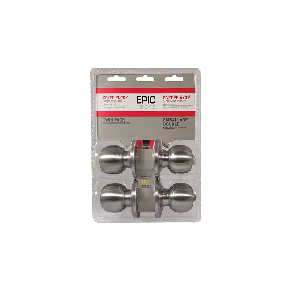 Taymor Epic Entry Ball Knob Twin Pack Satin Stainless Steel