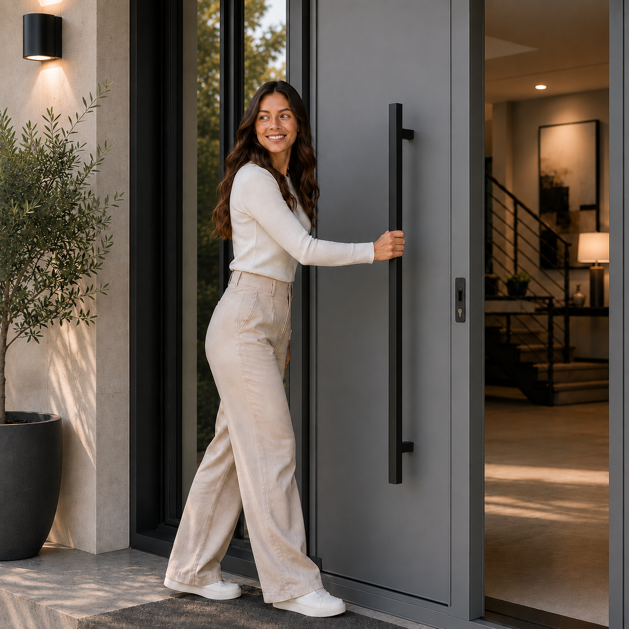 36" Back-to-Back Entry Door Pull Handle | Square H Type Ladder Style | 304 Stainless Steel Front Door Push Pull Handle | for Residential & Commercial use - Black
