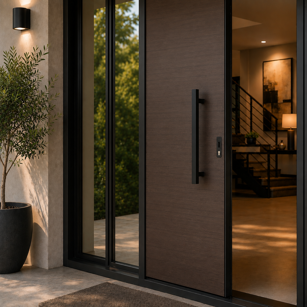 36" Back-to-Back Entry Door Pull Handle | Rectangle H Type Ladder Style | 304 Stainless Steel Front Door Push Pull Handle | for Residential & Commercial use - Black