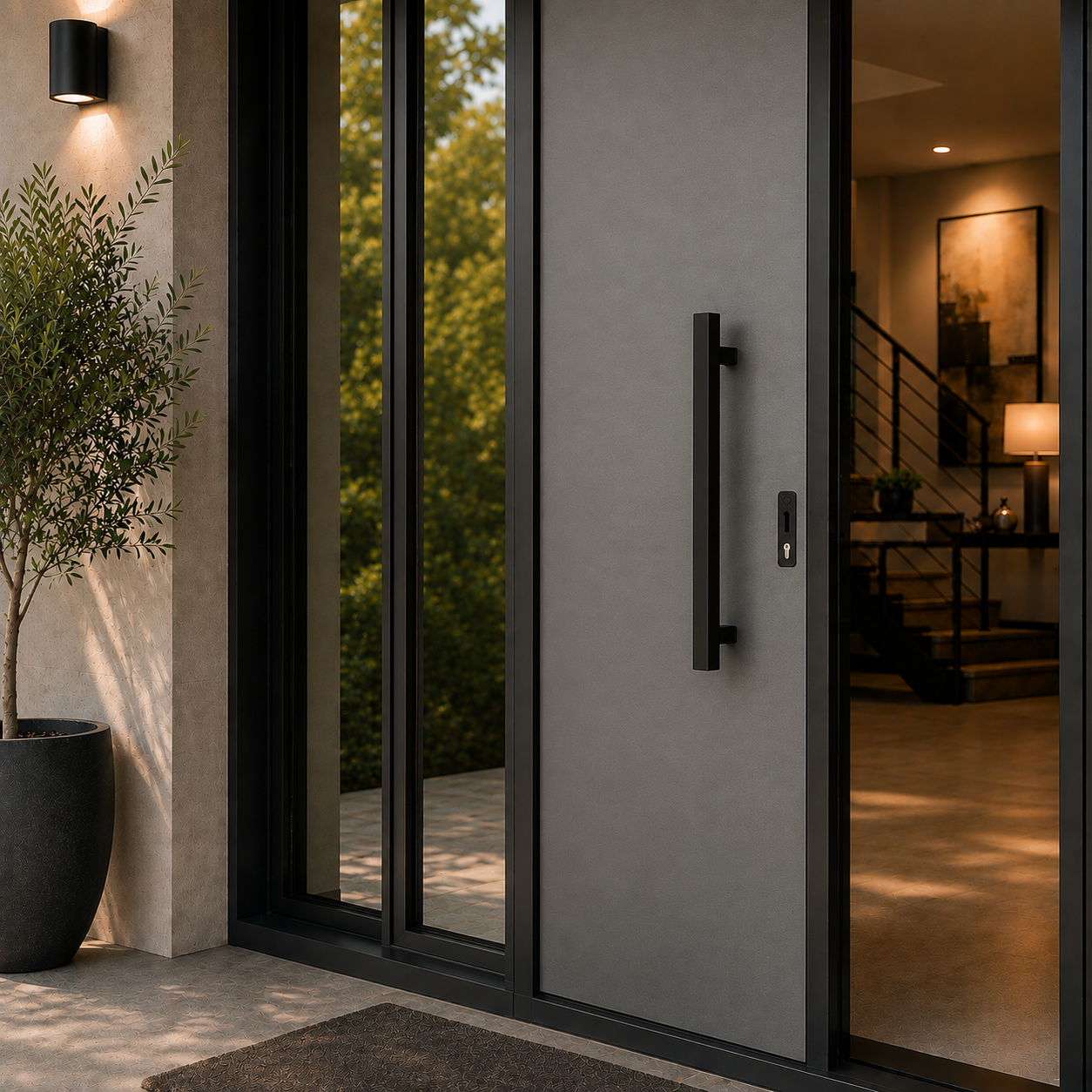 36" Back-to-Back Entry Door Pull Handle | Rectangle H Type Ladder Style | 304 Stainless Steel Front Door Push Pull Handle | for Residential & Commercial use - Black