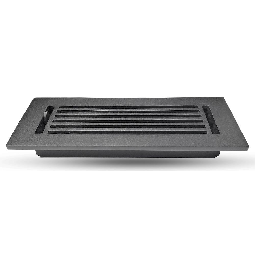 Floor Vent Cover / Register Size: 3” X 10” With Damper Top Faceplate Outer Size 12"x5", Thickness 5 Mm, High-Quality Metal – Cast Aluminum Powder Coated Re-Paintable For Floors, Walls, and Ceilings – Modern Linear Design (VR 109)