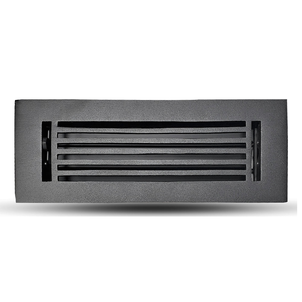 Floor Vent Cover / Register Size: 3” X 10” With Damper Top Faceplate Outer Size 12"x5", Thickness 5 Mm, High-Quality Metal – Cast Aluminum Powder Coated Re-Paintable For Floors, Walls, and Ceilings – Modern Linear Design (VR 109)