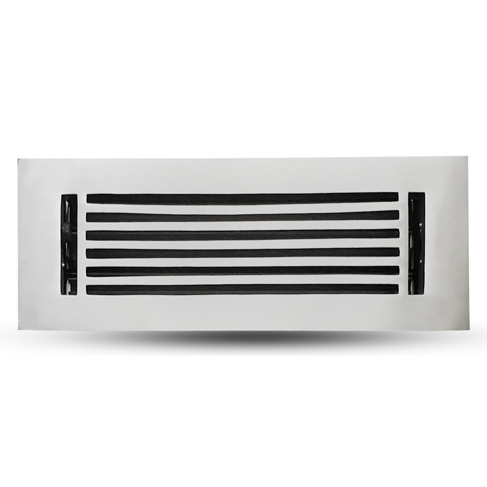 Floor Vent Cover / Register Size: 3” X 10” With Damper Top Faceplate Outer Size 12"x5", Thickness 5 Mm, High-Quality Metal – Cast Aluminum Powder Coated Re-Paintable For Floors, Walls, and Ceilings – Modern Linear Design (VR 109)