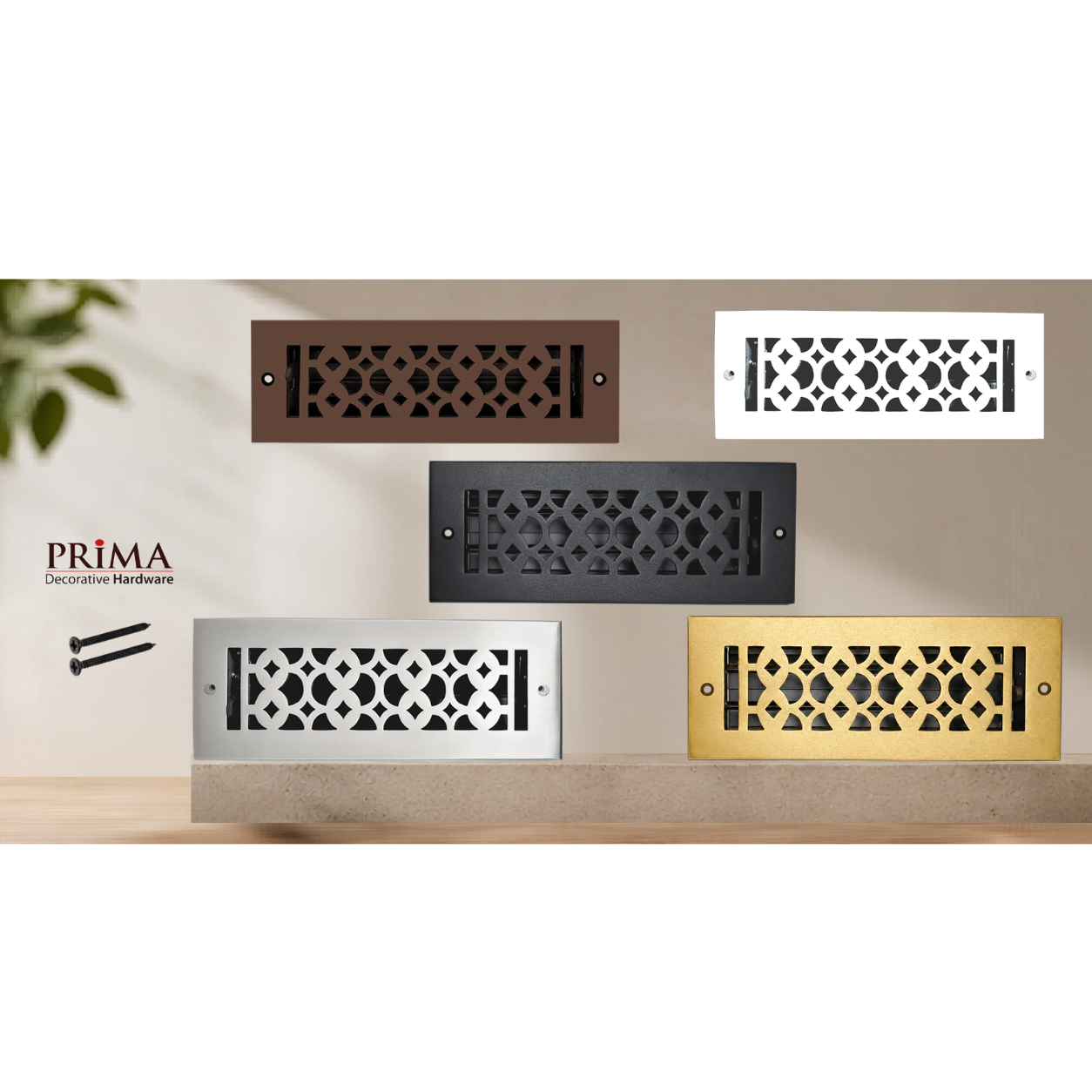 Combination of Floor Register with screws