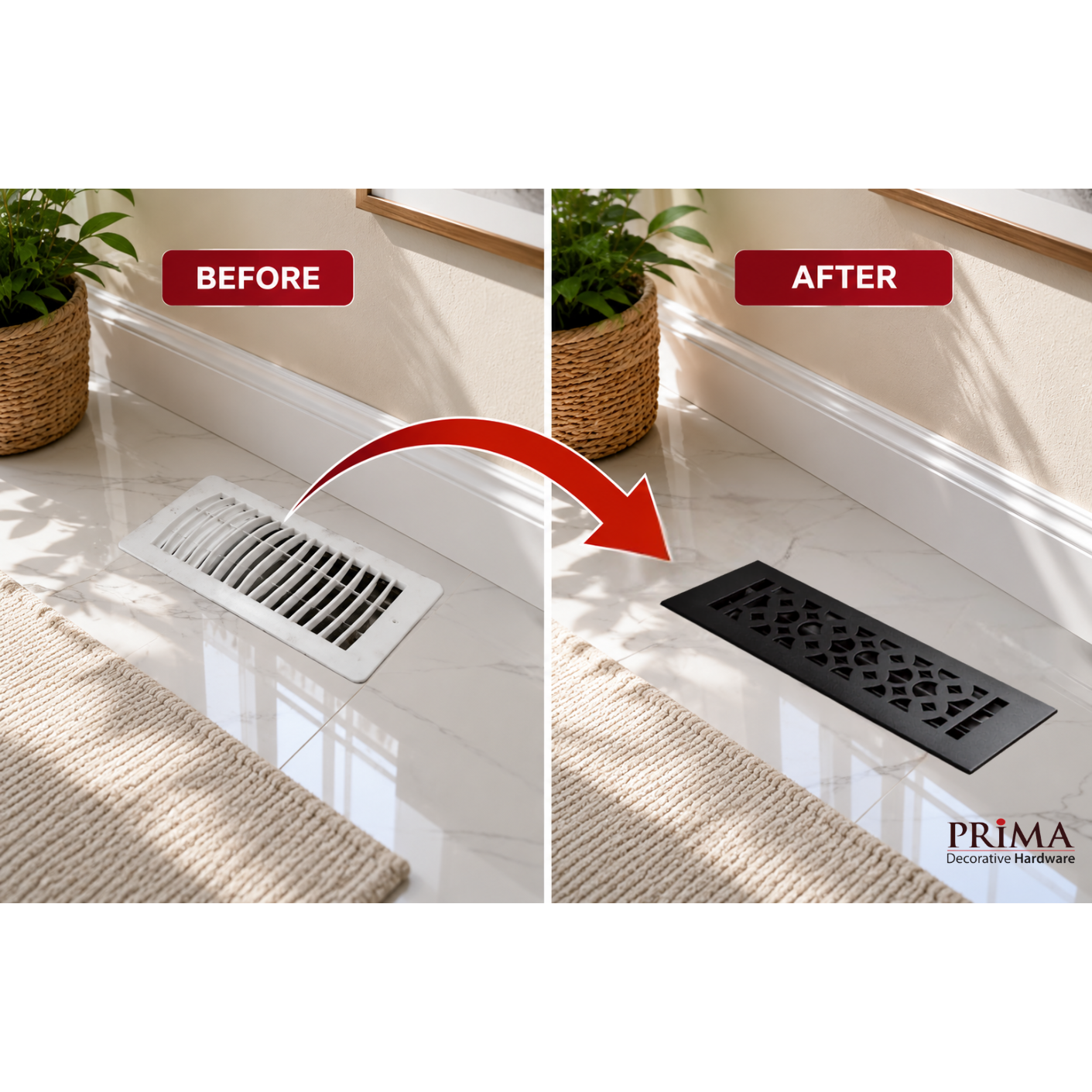 Floor register before and after