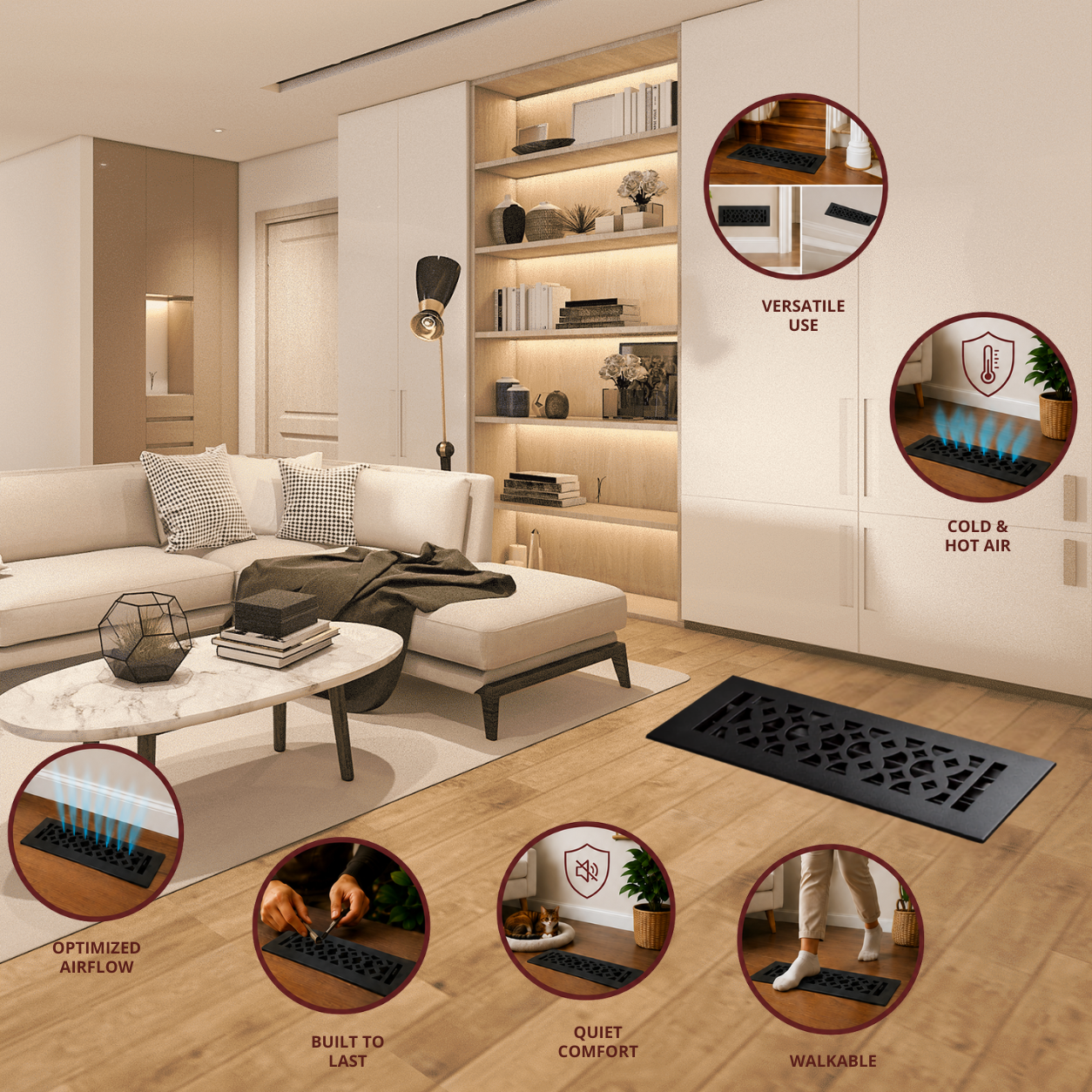 Different uses of floor register in a home
