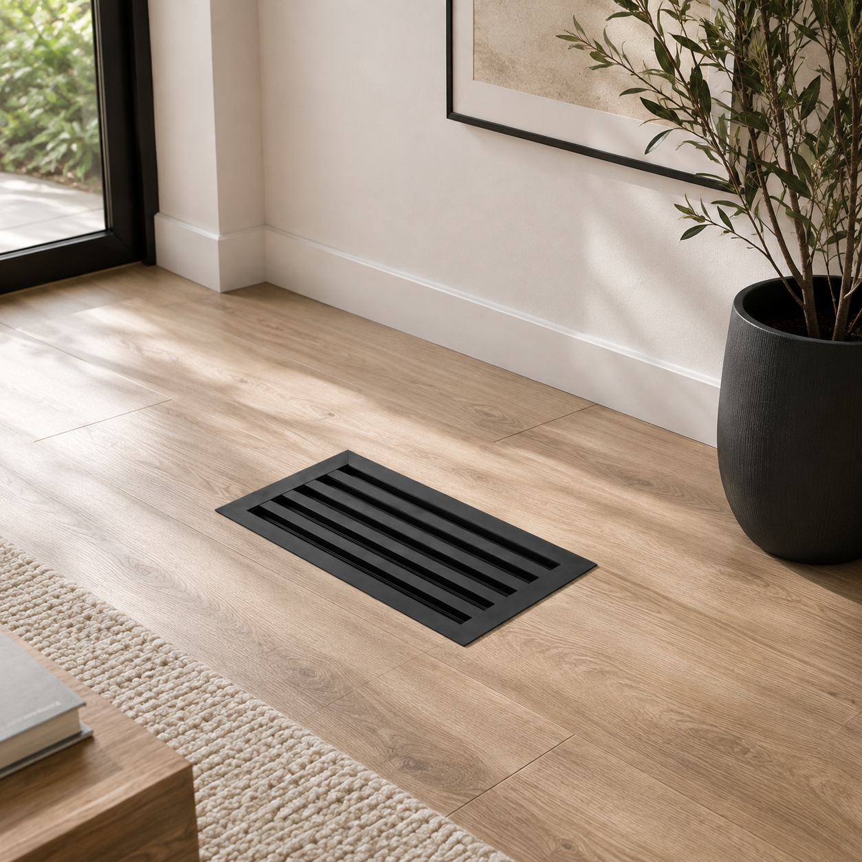 Black Floor register hero lifestyle in a home 
