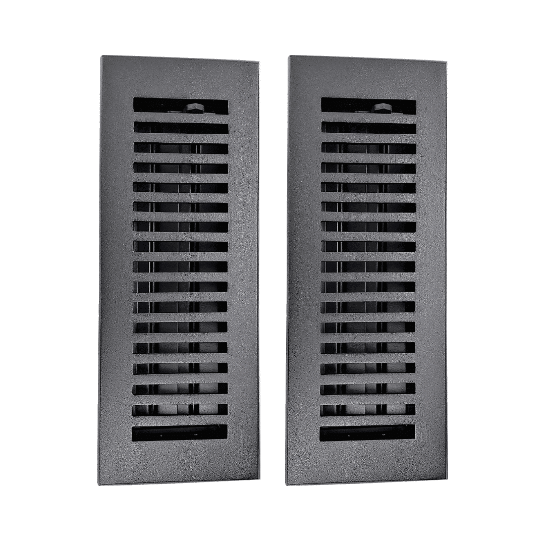 Floor Vent Cover / Register Size: 3” x 10” with Damper top faceplate outer size 12″x5″, thickness 5 mm, handcrafted high-quality metal – cast aluminum powder coated Re-paintable for floors, walls, and ceilings – Modern and Contemporary Design (VR 102)