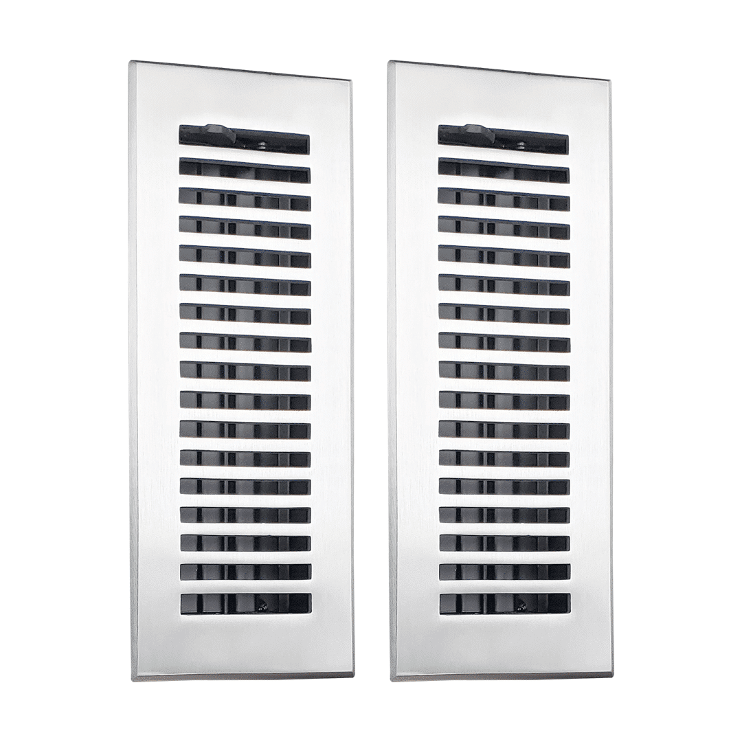 Floor Vent Cover / Register Size: 3” x 10” with Damper top faceplate outer size 12″x5″, thickness 5 mm, handcrafted high-quality metal – cast aluminum powder coated Re-paintable for floors, walls, and ceilings – Modern and Contemporary Design (VR 102)