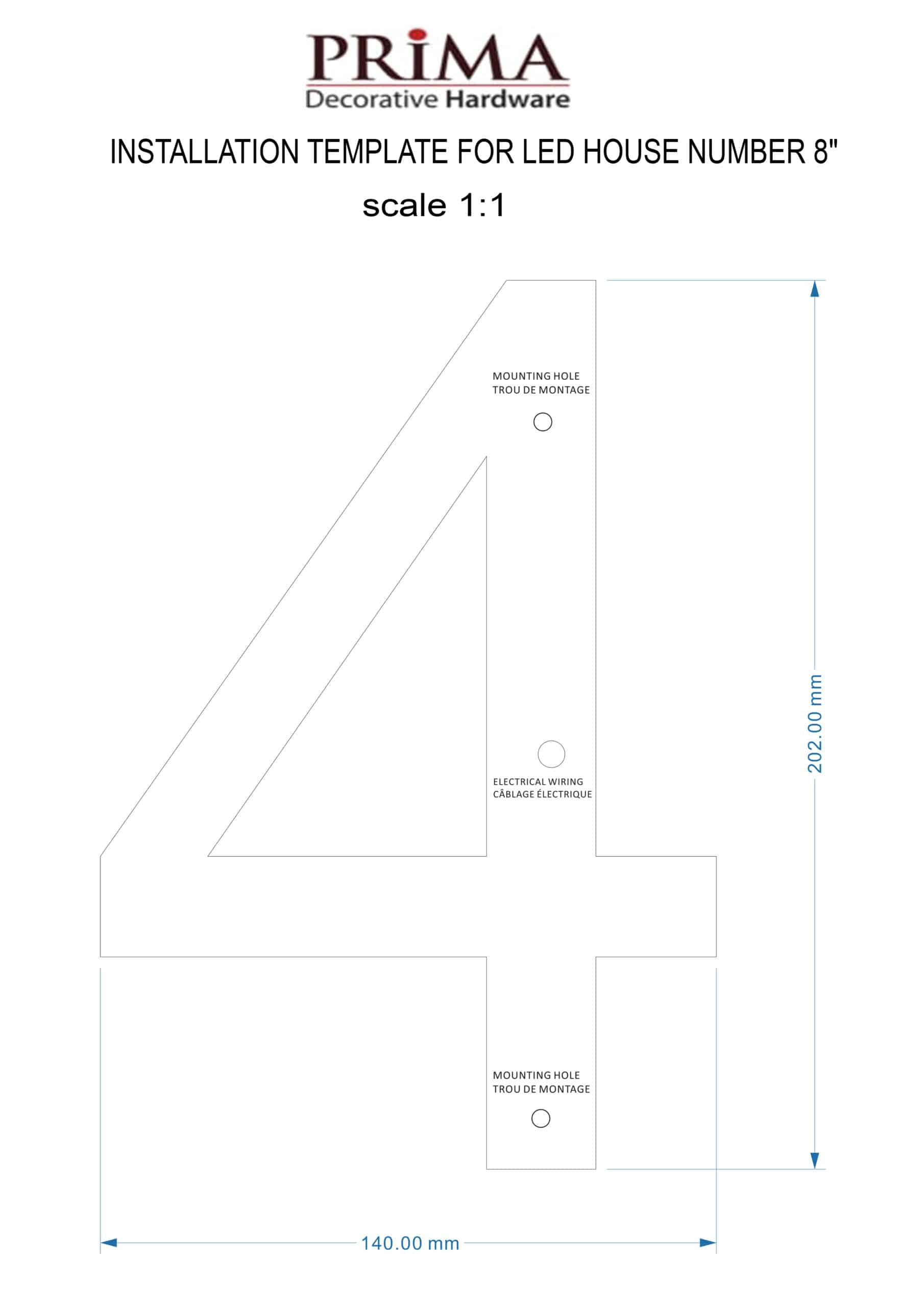 Numéros de maison modernes rétroéclairés à LED de 8 pouces, Prima 0 à 9