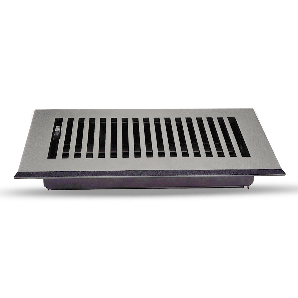 Floor Vent Cover / Register Size: 4” x 10” with Damper top faceplate outer size 6″ x 12″, thickness 5 mm, high-quality metal - cast aluminum powder coated Re-paintable for floors, walls, and ceilings - Modern and Contemporary Design (VR 102)