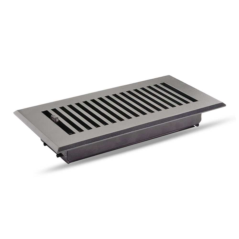 Floor Vent Cover / Register Size: 4” x 10” with Damper top faceplate outer size 6″ x 12″, thickness 5 mm, high-quality metal - cast aluminum powder coated Re-paintable for floors, walls, and ceilings - Modern and Contemporary Design (VR 102)