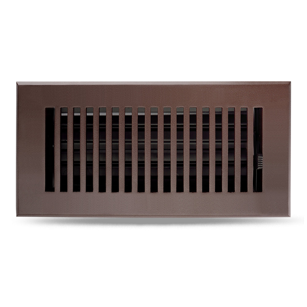 Floor Vent Cover / Register Size: 4” x 10” with Damper top faceplate outer size 6″ x 12″, thickness 5 mm, high-quality metal - cast aluminum powder coated Re-paintable for floors, walls, and ceilings - Modern and Contemporary Design (VR 102)