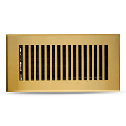 Floor Vent Cover / Register Size: 4” x 10” with Damper top faceplate outer size 6″ x 12″, thickness 5 mm, high-quality metal – cast aluminum brushed gold powder coated Re-paintable for floors, walls, and ceilings – Modern and Contemporary Design (VR 102)