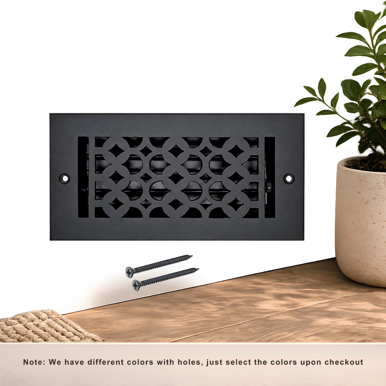 Black Floor Register with Holes and Screws