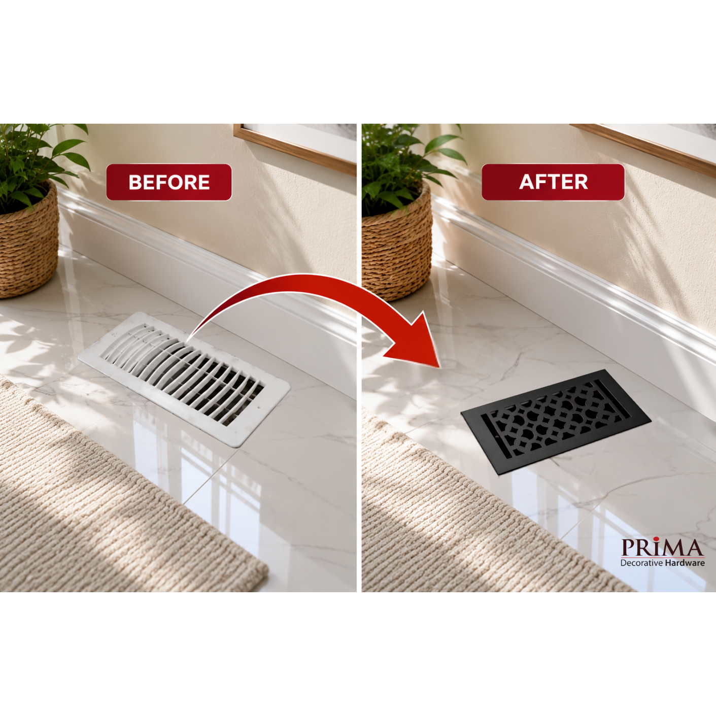 Floor register before and after 
