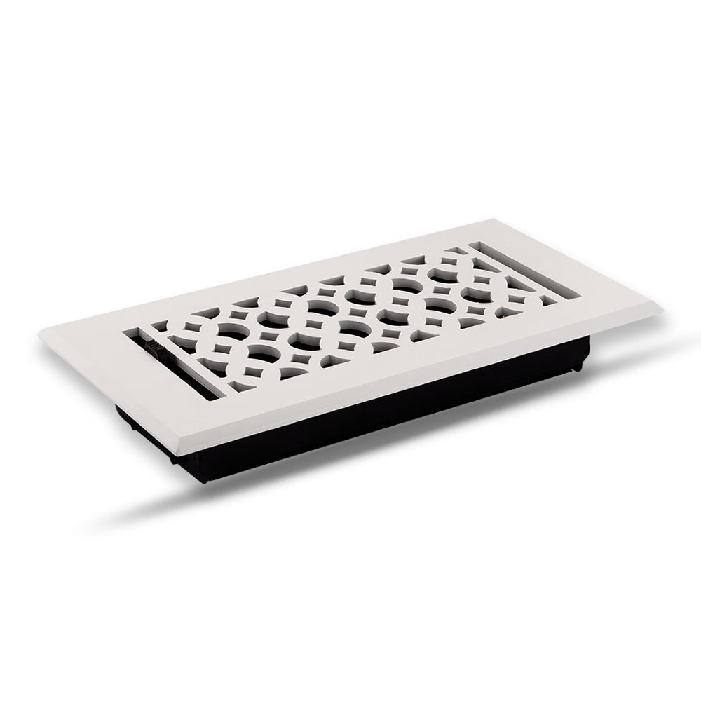 Floor Vent Cover / Register Size: 4” x 10” VR100 with Damper top faceplate outer size 6″ x 12″, thickness 5 mm, decorative high-quality metal – cast aluminum powder coated Re-paintable for floors, walls, and ceilings