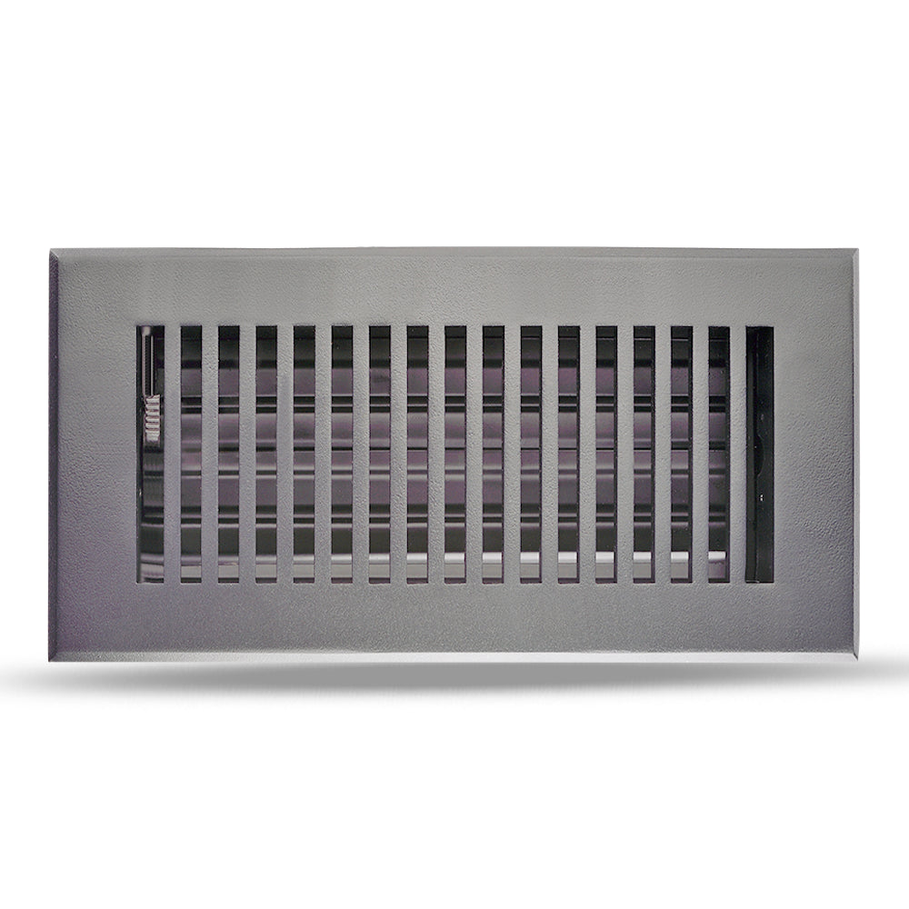 Floor Vent Cover / Register Size: 4” x 10” with Damper top faceplate outer size 6″ x 12″, thickness 5 mm, high-quality metal - cast aluminum powder coated Re-paintable for floors, walls, and ceilings - Modern and Contemporary Design (VR 102)