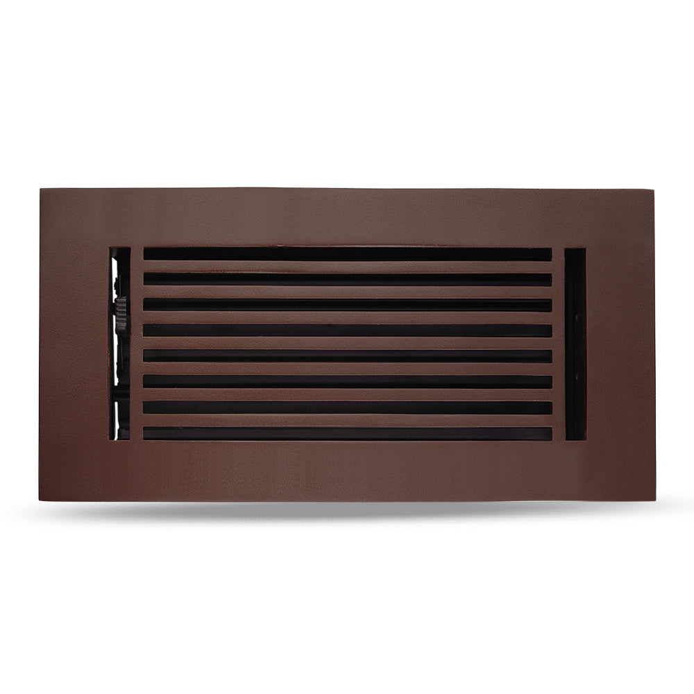 4" x 10" Floor Register with Damper, Cast Aluminum, Modern Linear Design Register VR109, Black Powder Coated Decorative HVAC Register, 6" x 12" Faceplate