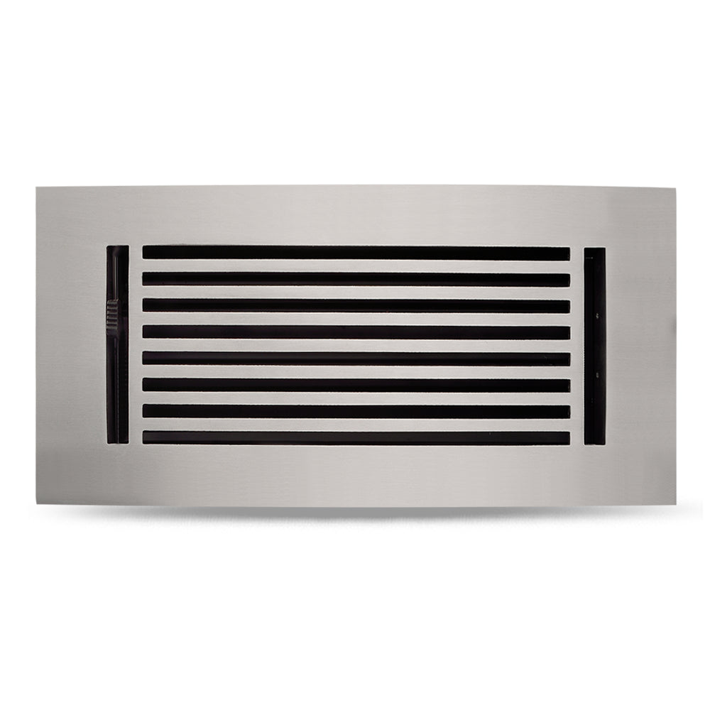 4" x 10" Floor Register with Damper, Cast Aluminum, Modern Linear Design Register VR109, Black Powder Coated Decorative HVAC Register, 6" x 12" Faceplate