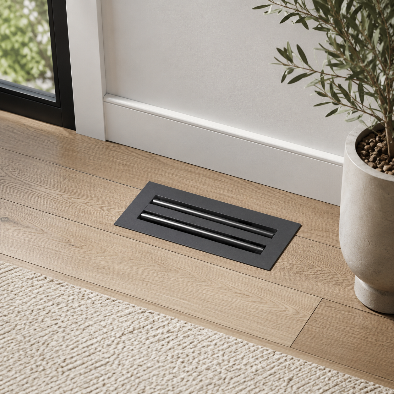 Black Floor register hero lifestyle in a home 
