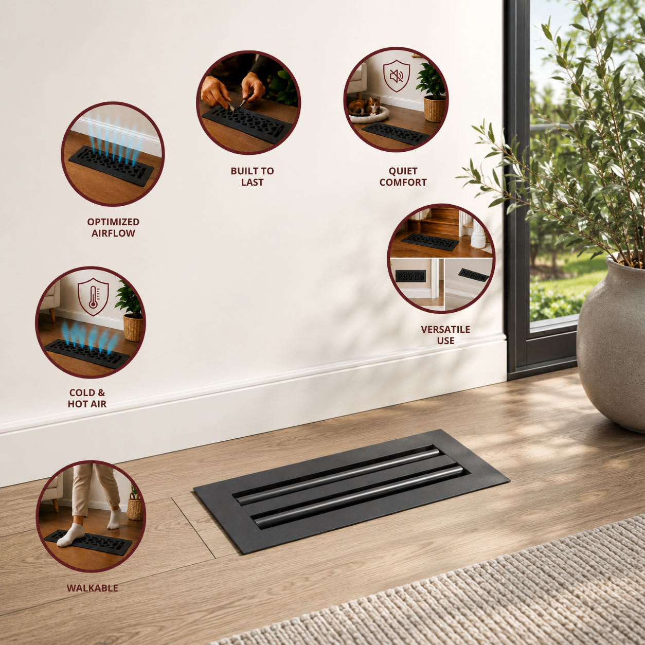 Different uses of floor register in a home
