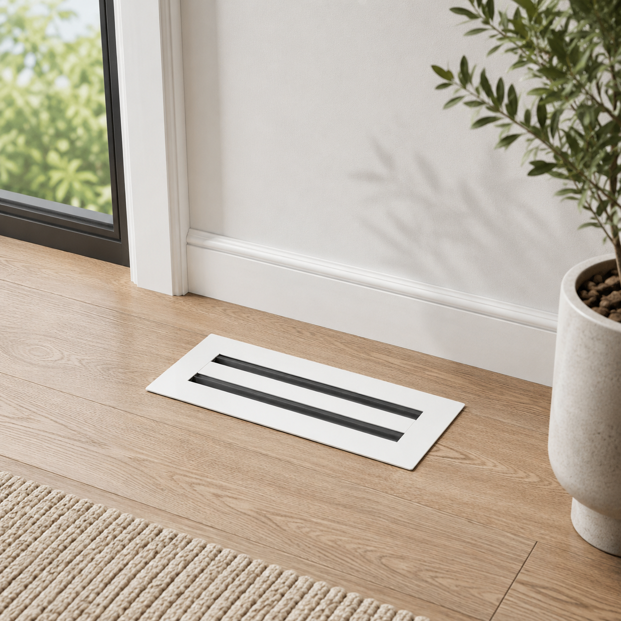 White color of floor register in a white background
