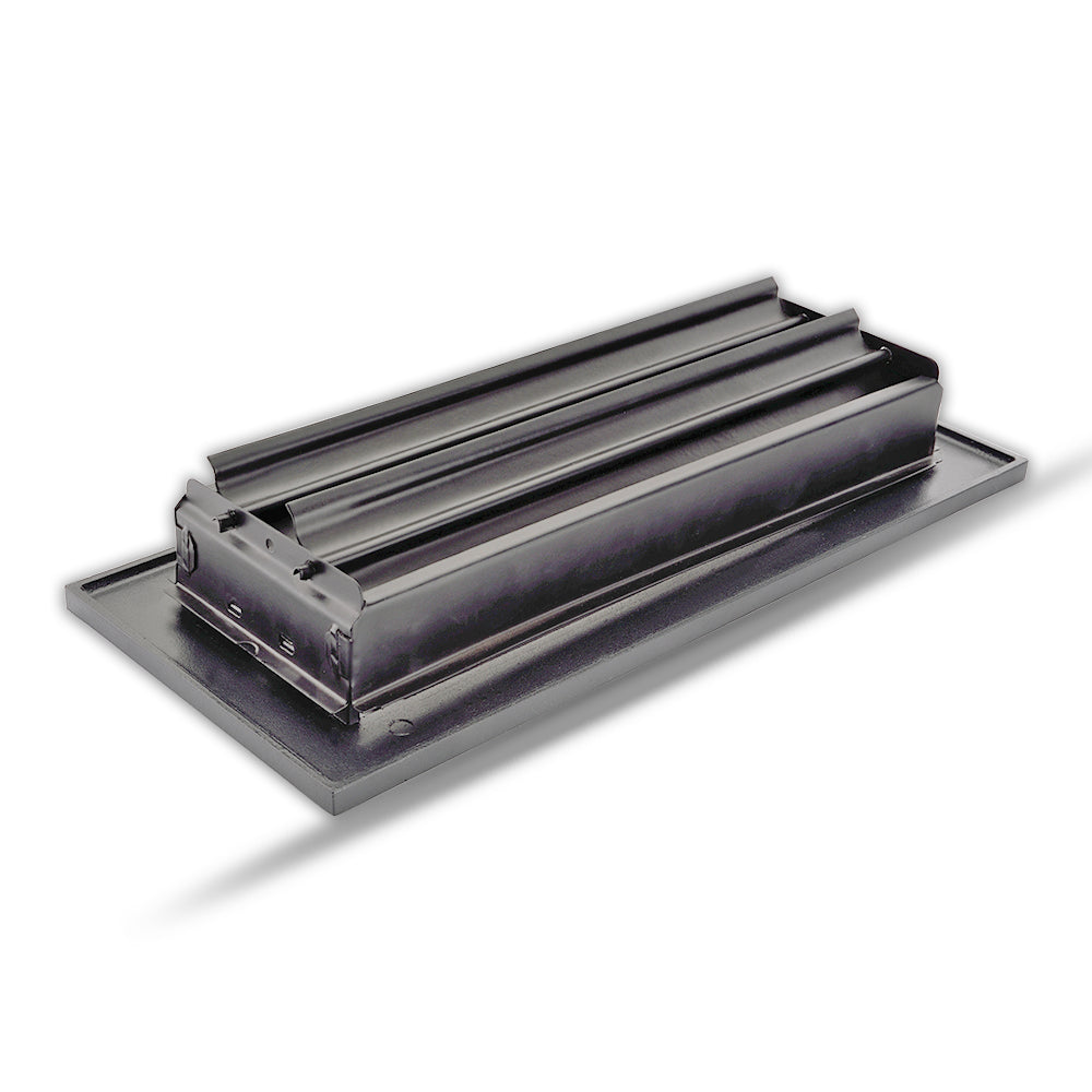Floor Vent Cover / Register Size: 4” x 12” VR109 with Damper top faceplate outer size 6″ x 14”, thickness 5 mm, high-quality metal – cast aluminum powder coated Re-paintable for floors, walls, and ceilings
