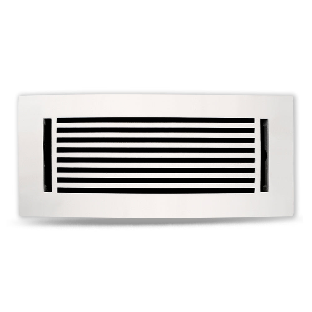 Floor Vent Cover / Register Size: 4” x 12” VR109 with Damper top faceplate outer size 6″ x 14”, thickness 5 mm, high-quality metal – cast aluminum powder coated Re-paintable for floors, walls, and ceilings