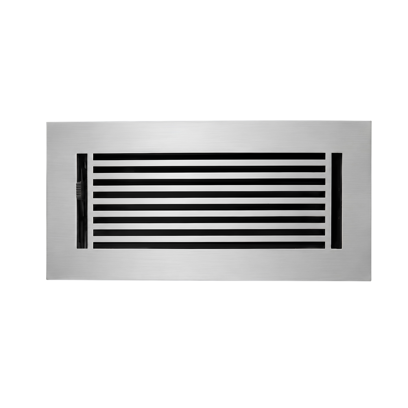 Metallic rectangular air vent on a white background
