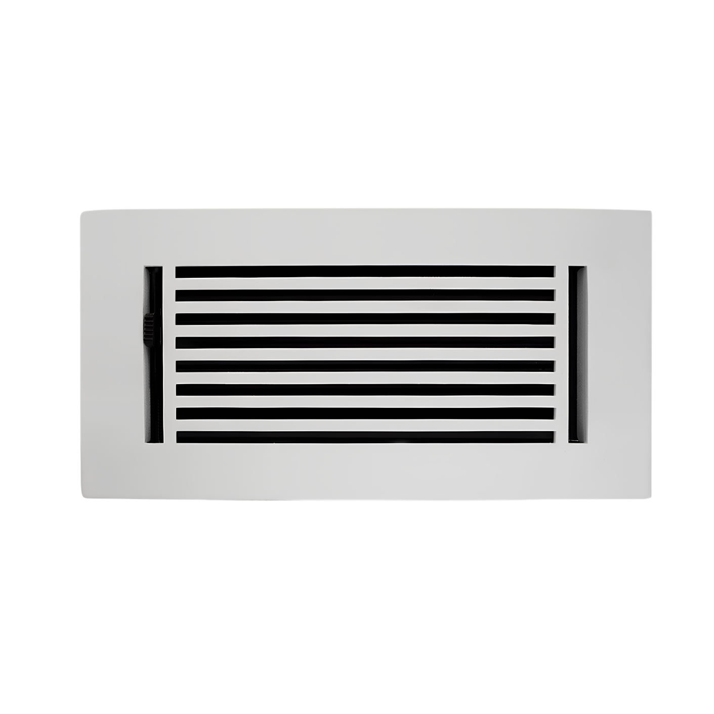 Rectangular air vent with slats on a white background