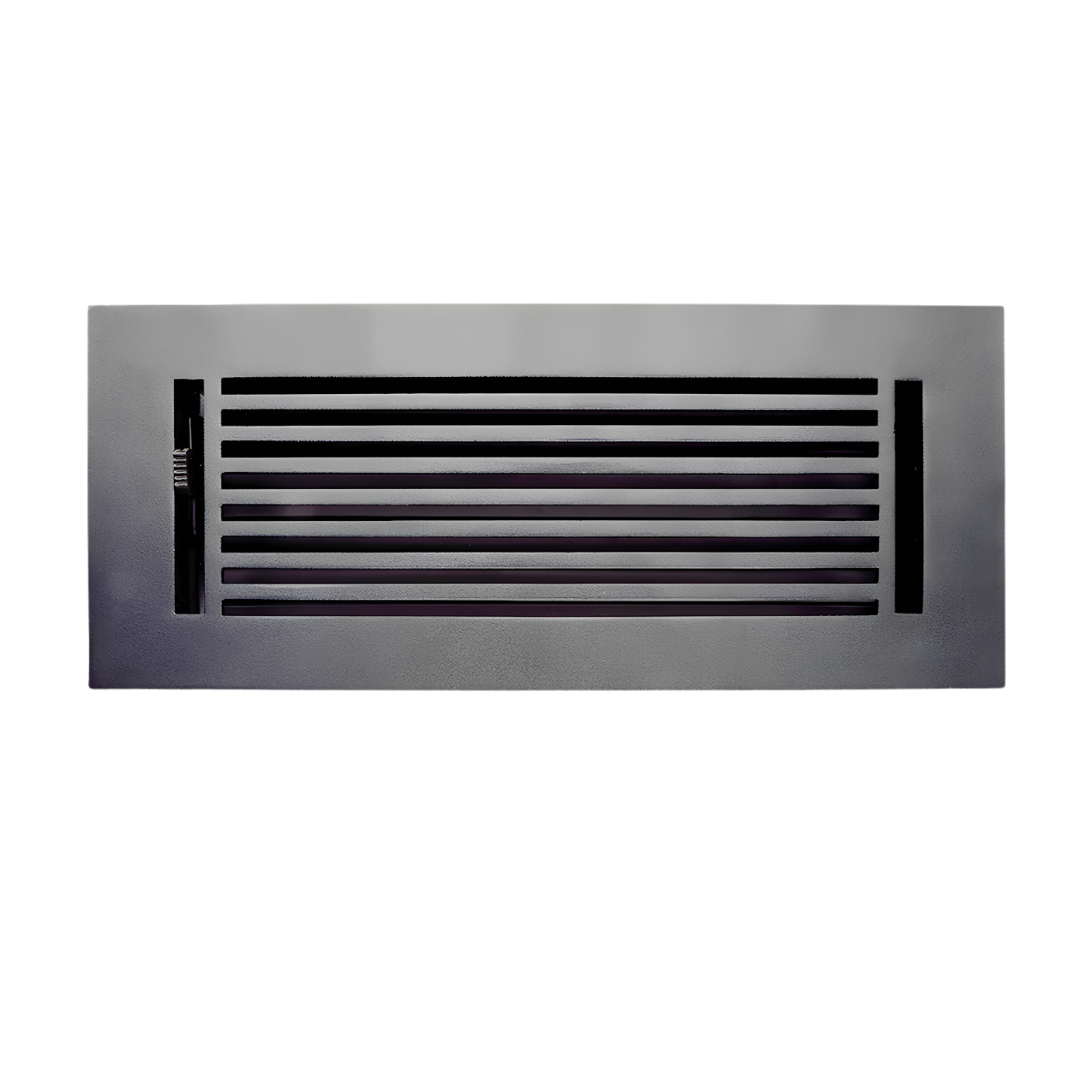 Metallic rectangular air vent on a white background