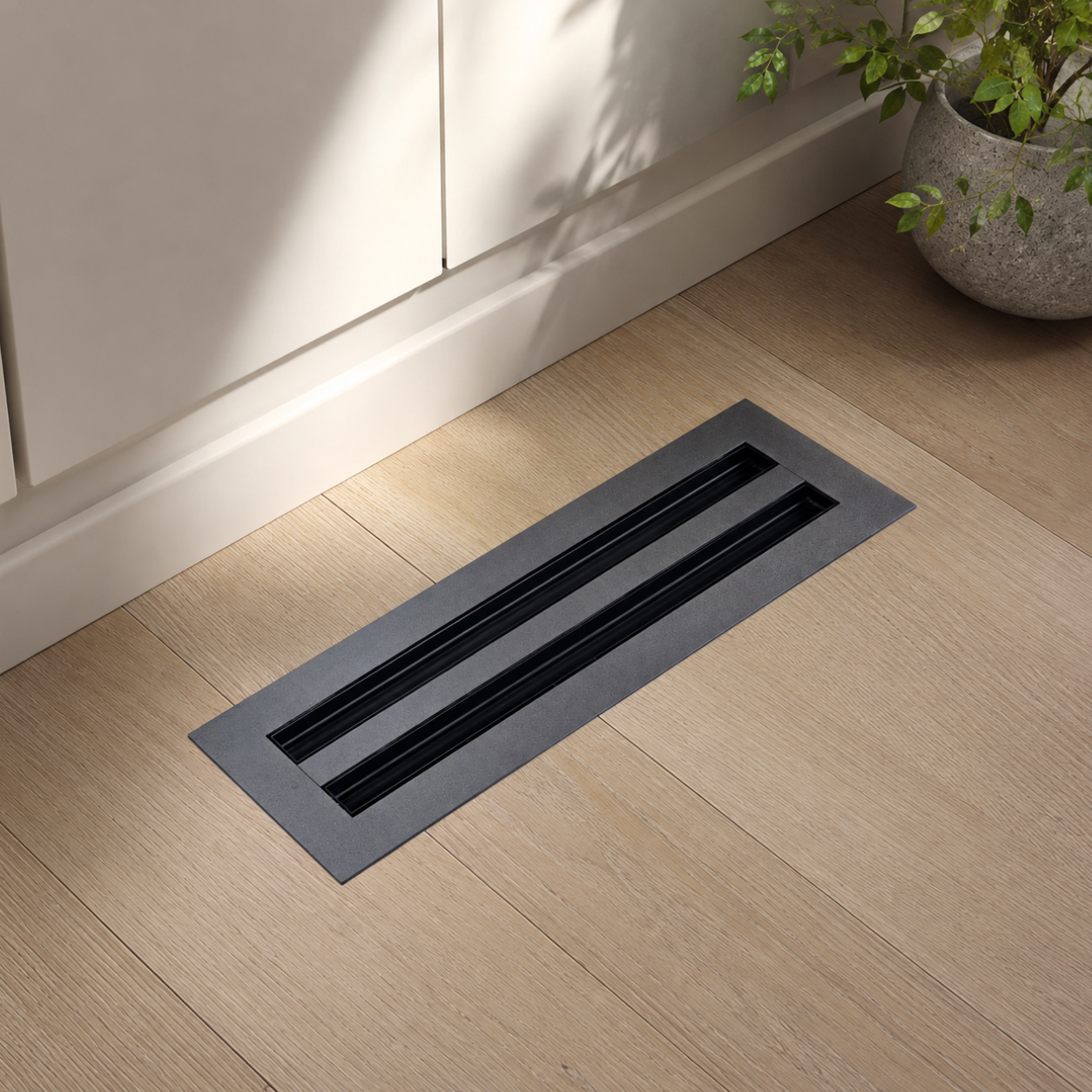 Black Floor register hero lifestyle in a home 

