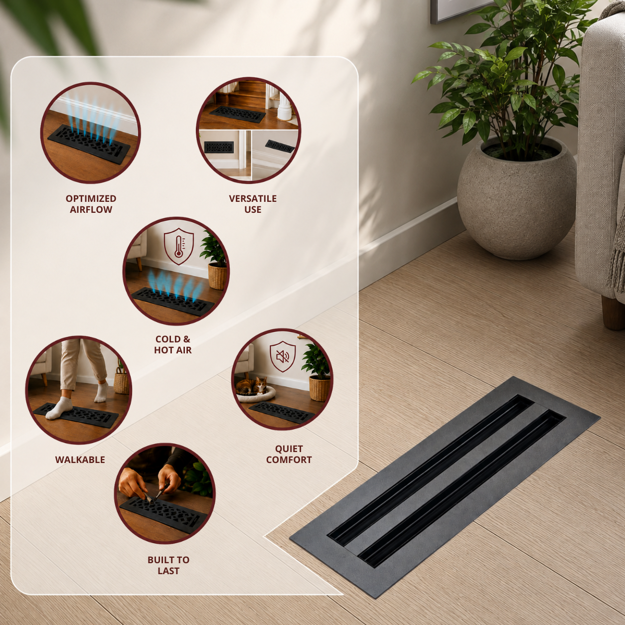 Different uses of floor register in a home
