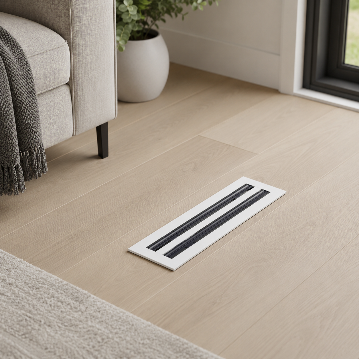 White color of floor register in a white background
