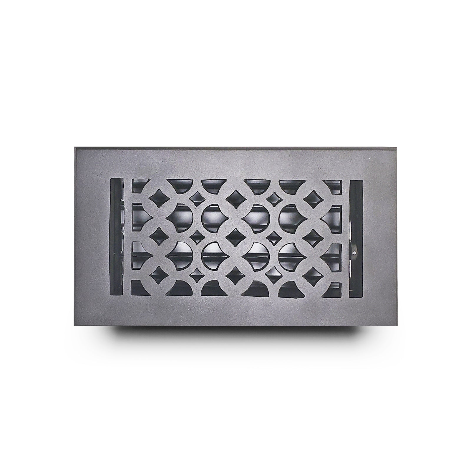 Floor Vent Cover / Register Size: 4” x 8” VR100 with Damper top faceplate outer size 5-1/2″ X 8-3/4″, thickness 5 mm, decorative handcrafted high-quality metal – cast aluminum powder coated Re-paintable for floors, walls, and ceilings