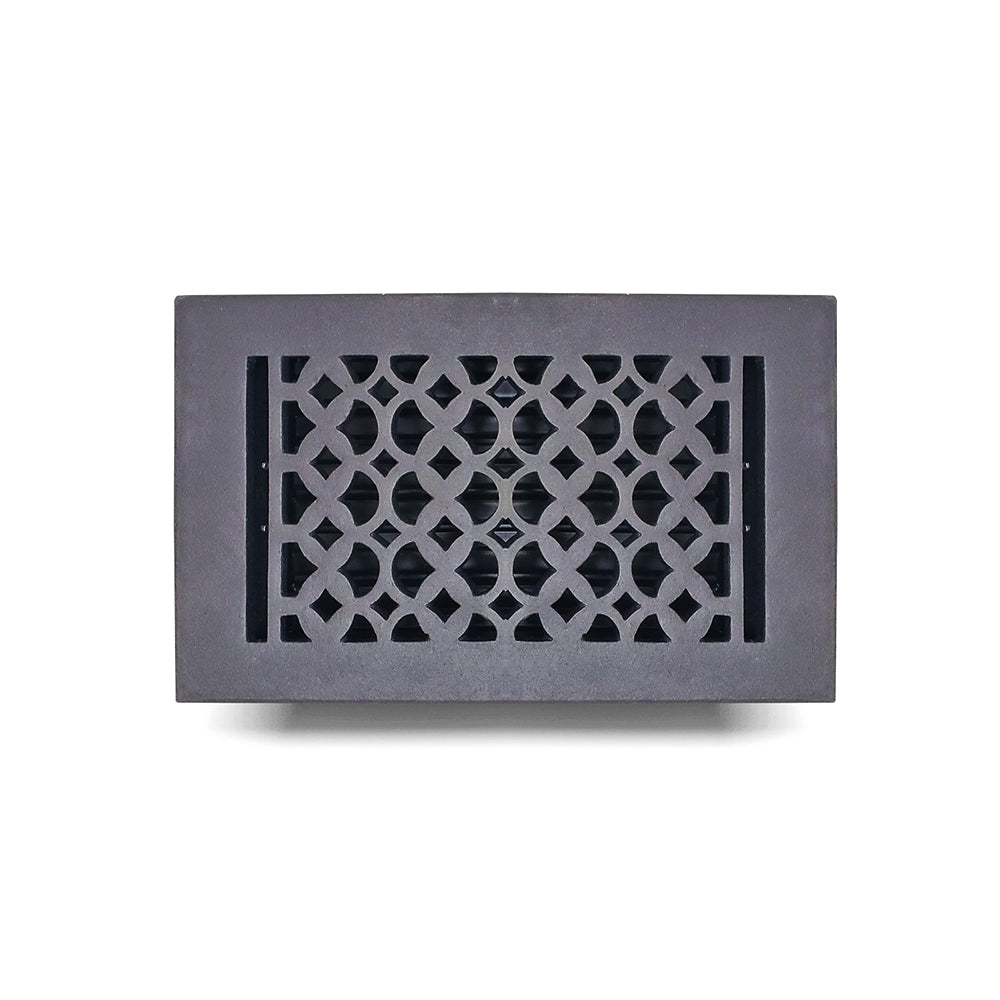 Floor Vent Cover / Register Size: 5” x 9” VR100 with Damper top faceplate outer size 7″ x 11″, thickness 5 mm, decorative handcrafted high-quality metal – cast aluminum powder coated Re-paintable for floors, walls, and ceilings