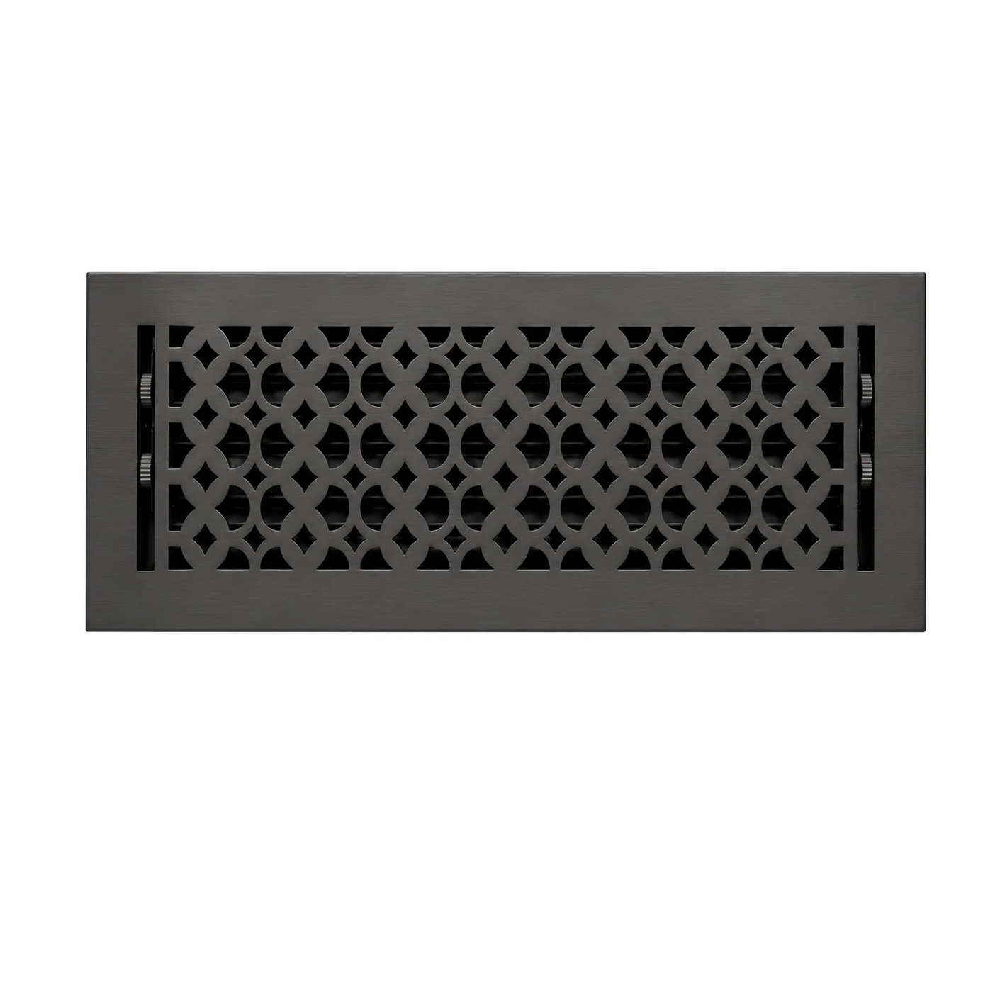 Black floor register with a white background