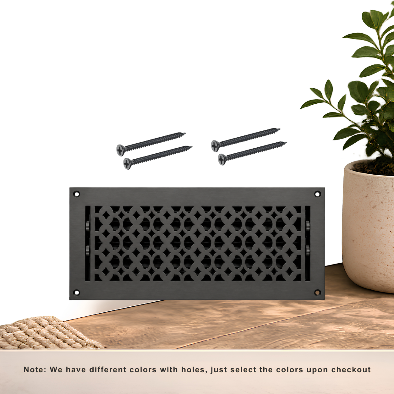 Black Floor Register with holes and screws
