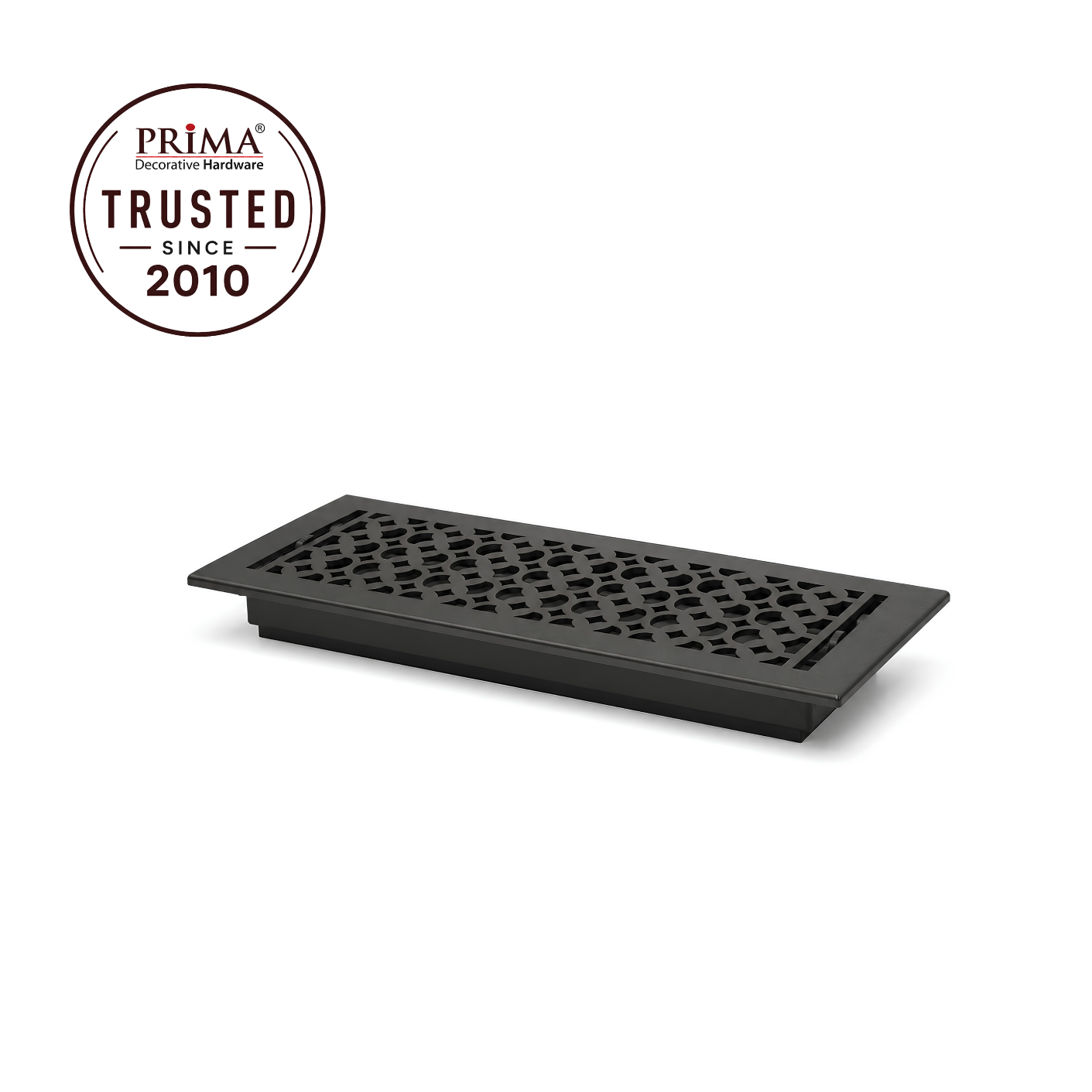 Floor register sideview with a trust badge