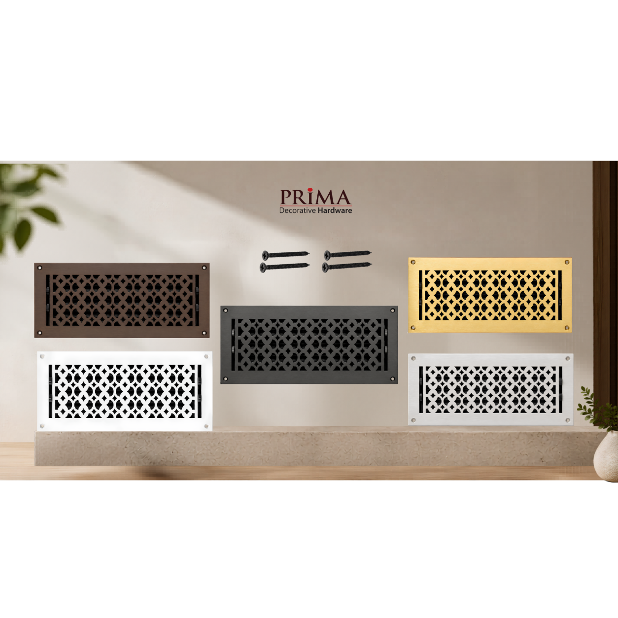 Combination of all floor registers with holes and screws