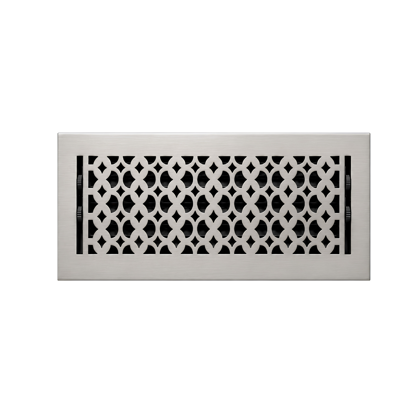 Floor register satin nickel color in a white background