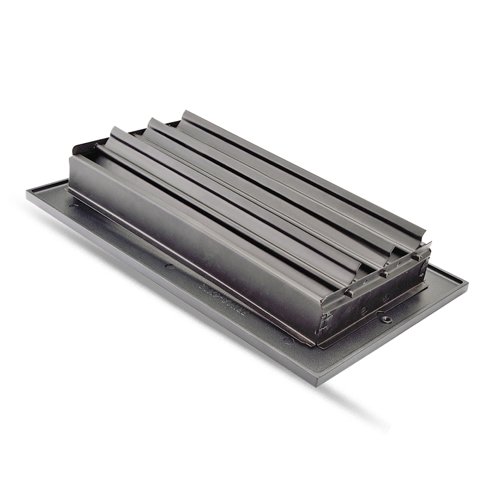 Floor Vent Cover / Register Size: 6” x 10” with Damper top faceplate outer size 8″ x 12”, thickness 5 mm, high-quality metal - cast aluminum black powder coated Re-paintable for floors, walls, and ceilings - Modern Linear  Design (VR 109)