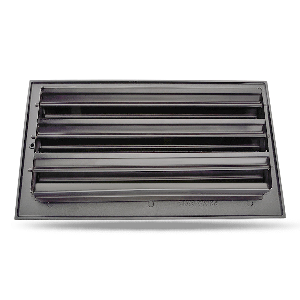 Floor Vent Cover / Register Size: 6” x 10” with Damper top faceplate outer size 8″ x 12”, thickness 5 mm, high-quality metal - cast aluminum black powder coated Re-paintable for floors, walls, and ceilings - Modern Linear  Design (VR 109)