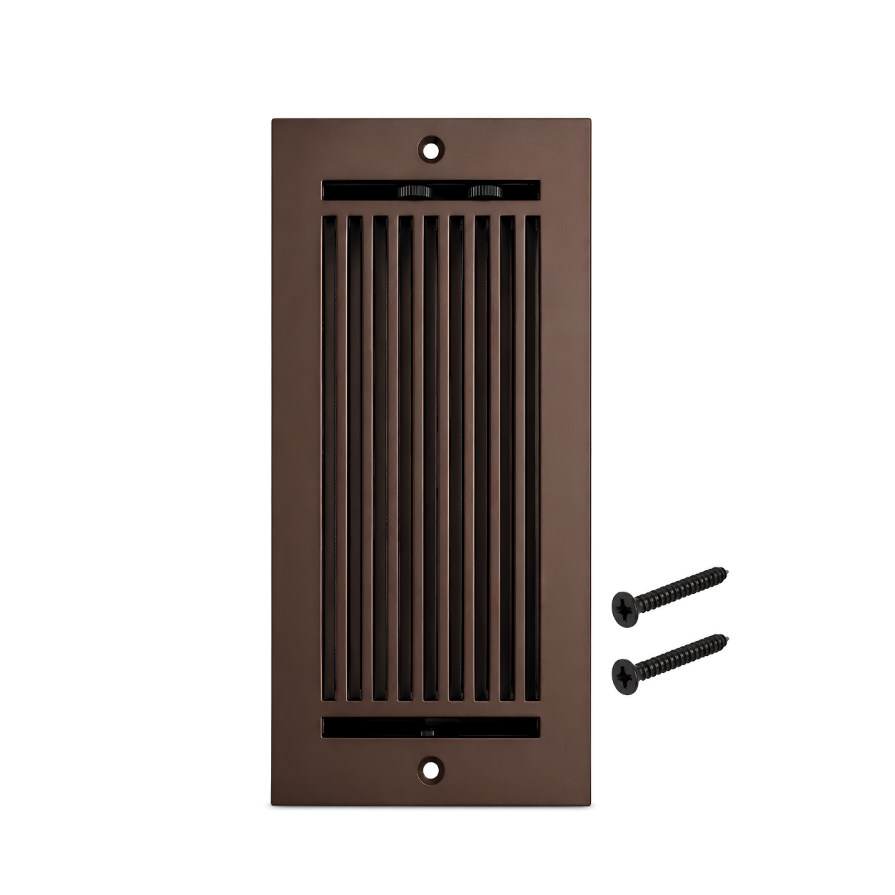 Brown rectangular air vent with screws on a white background