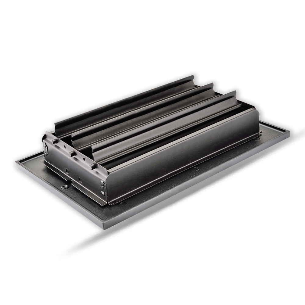 6" x 12" Floor Register with Damper, Cast Aluminum Modern Linear Vent Cover VR109 - Black
