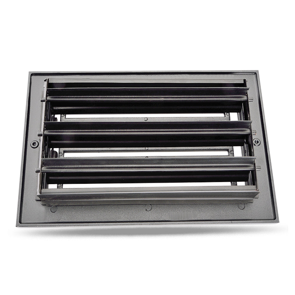 6" x 12" Floor Register with Damper, Cast Aluminum Modern Linear Vent Cover VR109 - Black